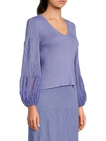 Ribbed Bishop Sleeve Tunic Top