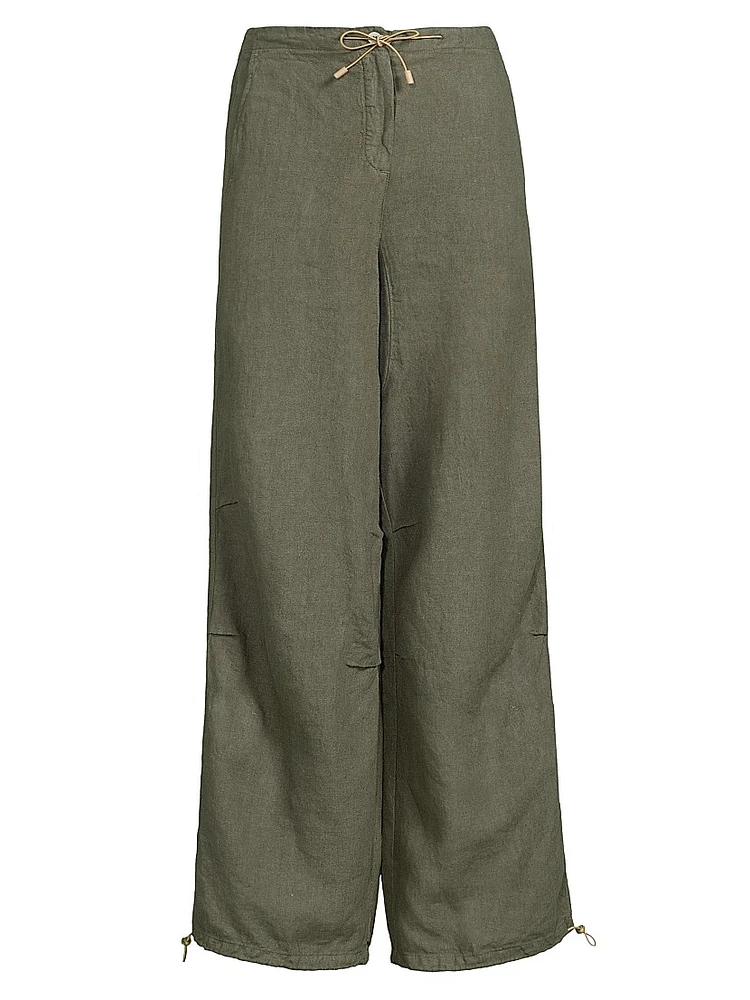Tab-Front Linen Pants