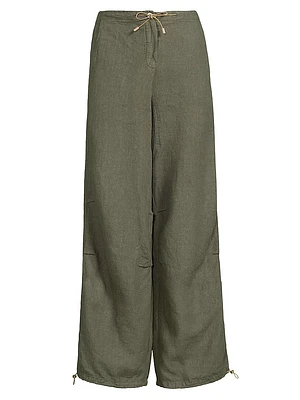 Tab-Front Linen Pants