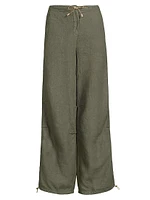 Tab-Front Linen Pants