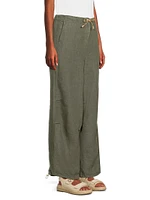 Tab-Front Linen Pants