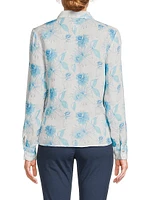 Floral Linen Tie-Front Shirt