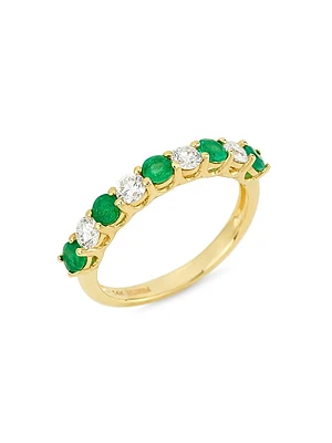 14K Gold, Diamond & Emerald Ring