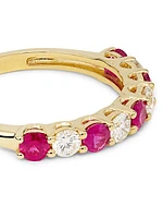 14K Yellow Gold, Ruby & 0.39 TCW Diamond Ring