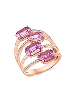14K Rose Gold, Pink Sapphire & 0.21 TCW Diamond Ring