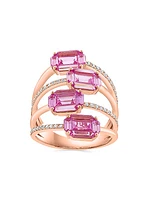 14K Rose Gold, Pink Sapphire & 0.21 TCW Diamond Ring