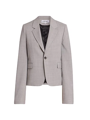 Hatched Wool-Blend Blazer