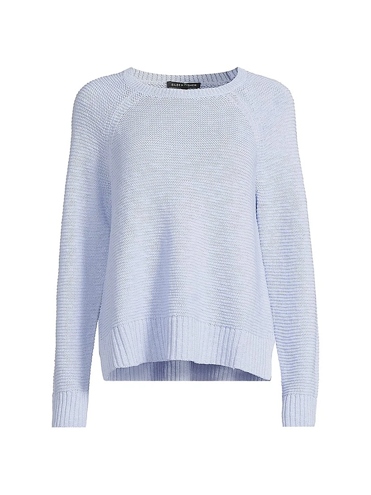 Linen-Cotton Raglan-Sleeve Sweater