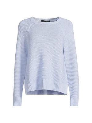 Linen-Cotton Raglan-Sleeve Sweater