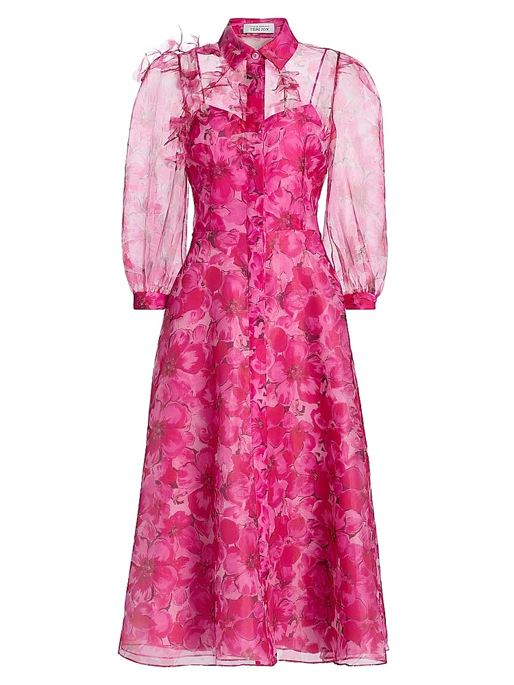 Floral Illusion Midi-Shirtdress