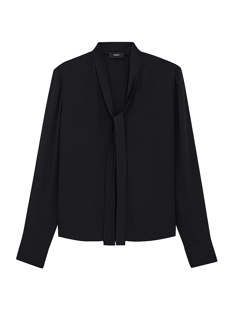 Silk Tie-Neck Blouse