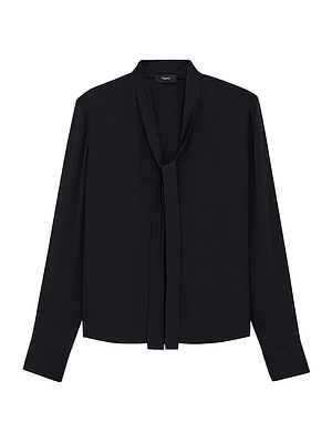 Silk Tie-Neck Blouse