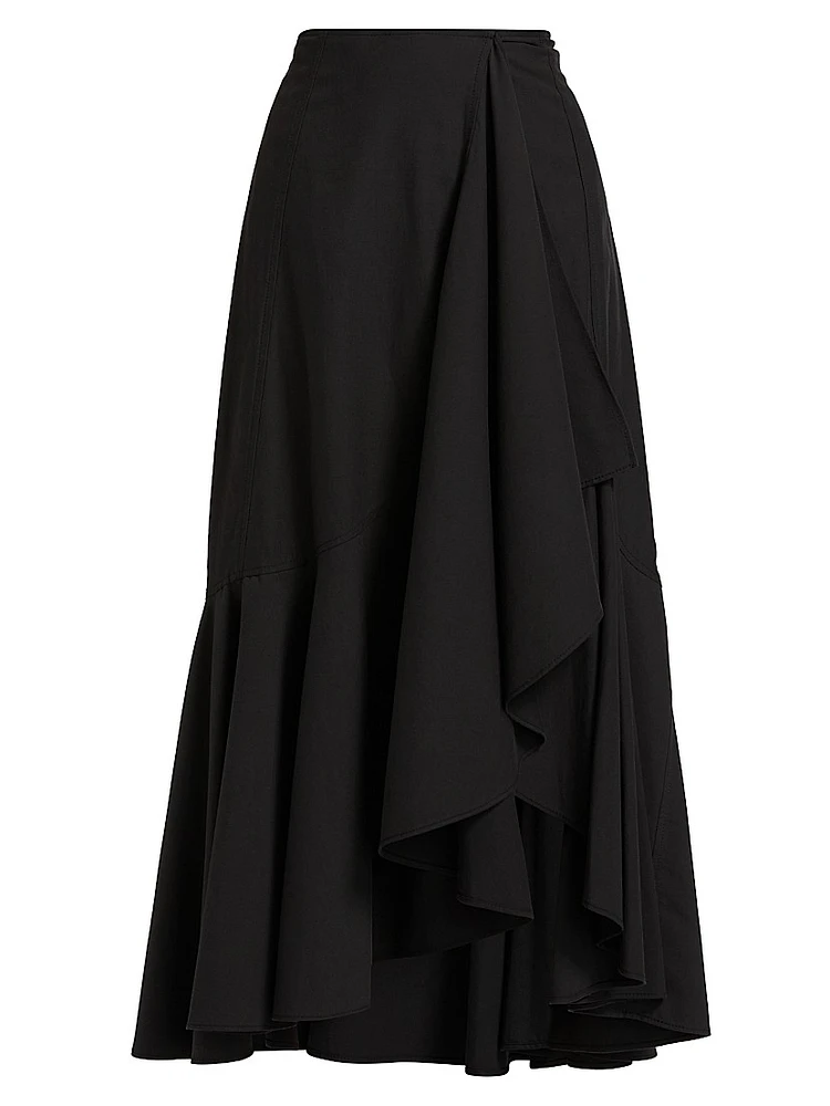Sabina Ruffled Cotton-Blend Midi-Skirt
