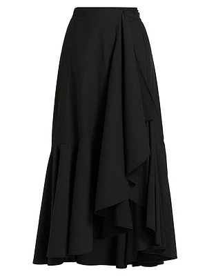 Sabina Ruffled Cotton-Blend Midi-Skirt