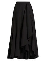 Sabina Ruffled Cotton-Blend Midi-Skirt