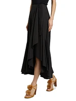 Sabina Ruffled Cotton-Blend Midi-Skirt