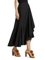 Sabina Ruffled Cotton-Blend Midi-Skirt