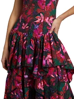 Mural Floral Cotton Poplin Midi-Dress