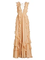 Florella Ruffled Silk Georgette Gown