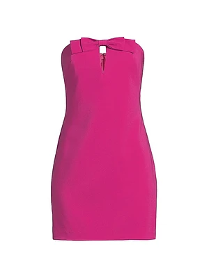 Strapless Bow Crepe Minidress