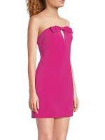 Strapless Bow Crepe Minidress
