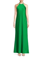 Halter A-Line Satin Maxi Dress