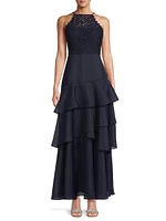 Organza Ruffled Tiered Maxi Dress