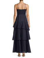 Organza Ruffled Tiered Maxi Dress