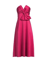 Satin Bow Strapless Cocktail Dress