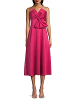 Satin Bow Strapless Cocktail Dress