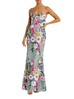 Prom Floral Embroidered Bustier Gown