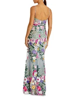 Prom Floral Embroidered Bustier Gown