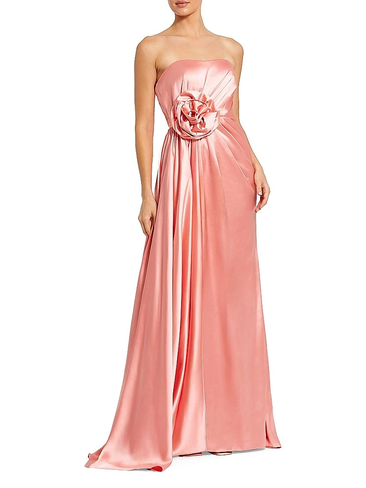 Prom Embellished Satin Strapless Gown