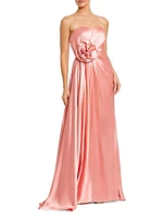 Prom Embellished Satin Strapless Gown