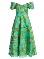 Alanis Floral Off-The-Shoulder Midi-Dress