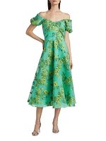 Alanis Floral Off-The-Shoulder Midi-Dress