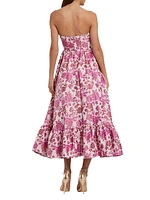 Floral Brocade Strapless Cocktail Dress
