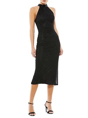 Embellished Halter Cocktail Dress