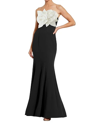 Ieena Floral-Appliquéd Satin Mermaid Gown