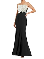 Ieena Floral-Appliquéd Satin Mermaid Gown