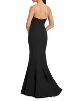 Ieena Floral-Appliquéd Satin Mermaid Gown