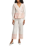 Leah Embroidered Striped Trousers
