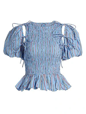 Becca Smocked Cotton Blouse