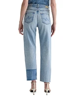 Brinley Patchwork High-Rise Straight-Leg Crop Jeans