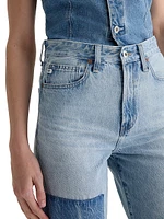 Brinley Patchwork High-Rise Straight-Leg Crop Jeans