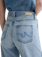 Brinley Patchwork High-Rise Straight-Leg Crop Jeans