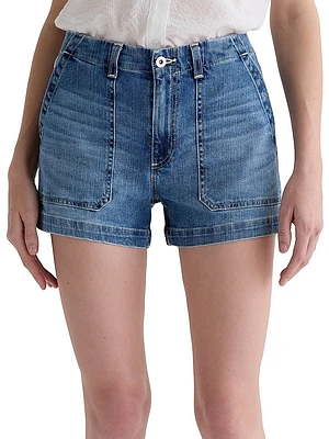Analeigh Washed Denim High-Rise Shorts