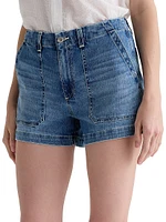 Analeigh Washed Denim High-Rise Shorts