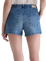 Analeigh Washed Denim High-Rise Shorts