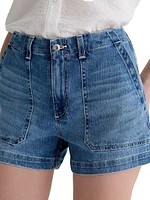 Analeigh Washed Denim High-Rise Shorts